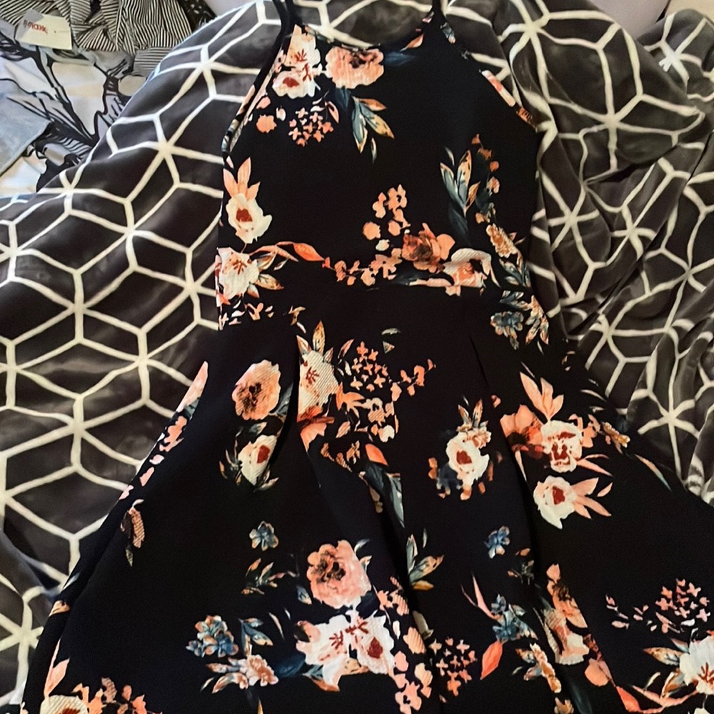 Dark blue and I mean dark dark w floral pattern
